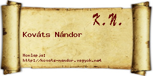 Kováts Nándor névjegykártya